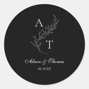 Klassieke Monogram blad bruiloft envelop afdichtin Ronde Sticker