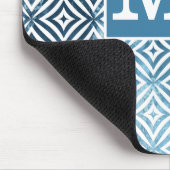 Klassieke monogram blauw, voorste diamantcirkel muismat (Hoek)