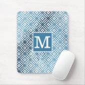 Klassieke monogram blauw, voorste diamantcirkel muismat (Met muis)