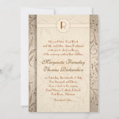 Klassieke Monogram Bloemen Luxe Huwelijksuitnodigi Kaart (Achterkant)