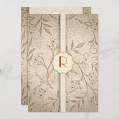 Klassieke Monogram Bloemen Luxe Huwelijksuitnodigi Kaart (Voorkant / Achterkant)