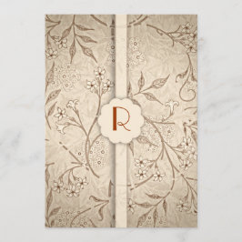Klassieke Monogram Bloemen Luxe Huwelijksuitnodigi Kaart