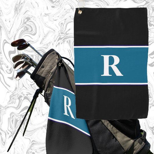Klassieke monogram blok kleuren cadeau voor golfer golfhanddoek