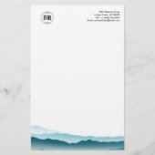 Klassieke Monogram Blue Mountain Uitzicht Business Briefpapier (Voorkant)