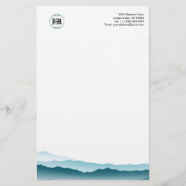 Klassieke Monogram Blue Mountain Uitzicht Business Briefpapier