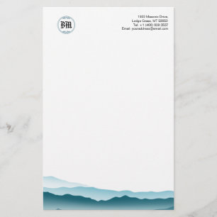 Klassieke Monogram Blue Mountain Uitzicht Business Briefpapier