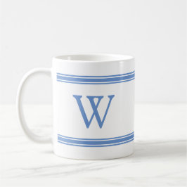 Klassieke monogram Blue Striped Personated Mug Koffiemok