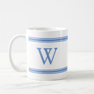 Klassieke monogram Blue Striped Personated Mug Koffiemok