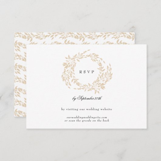 Klassieke Monogram Blush Crest Bruiloft Website RSVP Kaartje (Voorkant / Achterkant)