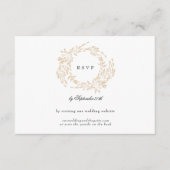 Klassieke Monogram Blush Crest Bruiloft Website RSVP Kaartje (Voorkant)