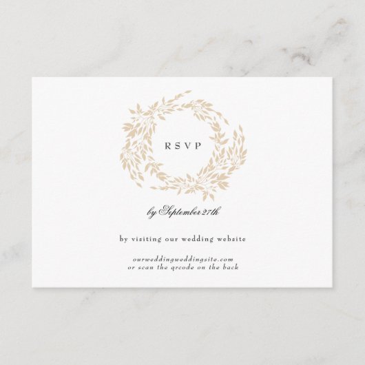 Klassieke Monogram Blush Crest Bruiloft Website RSVP Kaartje (Voorkant)