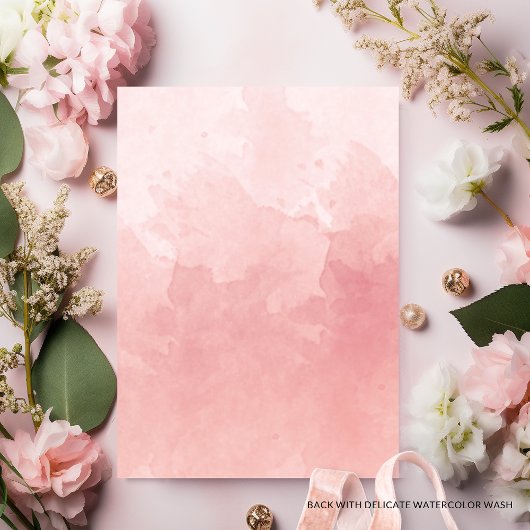 Klassieke monogram Blush Pink Waterverf Weddenscha Kaart