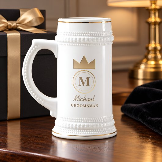 Klassieke Monogram Bruidsjonker Aandenken Bierpul