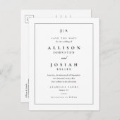 Klassieke monogram bruiloft bewaart de datum aankondigingskaart (Voorkant / Achterkant)