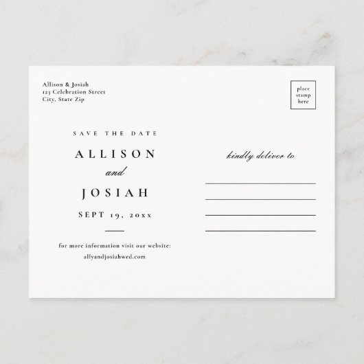 Klassieke monogram bruiloft bewaart de datum aankondigingskaart (Achterkant)