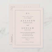 Klassieke monogram bruiloft bewaart de datum aankondigingskaart (Voorkant / Achterkant)