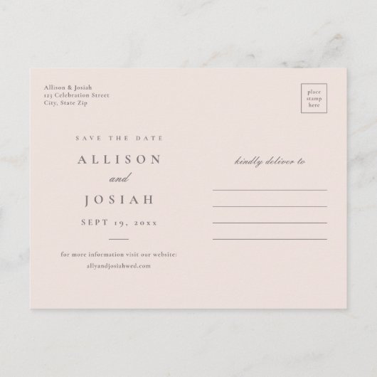 Klassieke monogram bruiloft bewaart de datum aankondigingskaart (Achterkant)