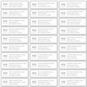 Klassieke Monogram Bruiloft Gast Namen Adres Sticker