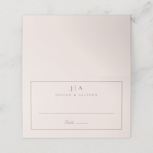 Klassieke monogram bruiloft plaatskaartje (Buitenkant ongevouwen)