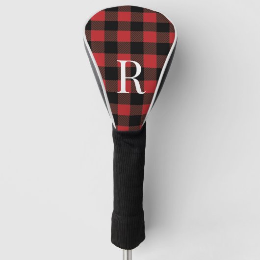 Klassieke monogram buffel plaid cadeau voor vader golfheadcover (Voorkant)