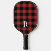 Klassieke monogram buffel plaid cadeau voor vader pickleball paddle (Voorkant)