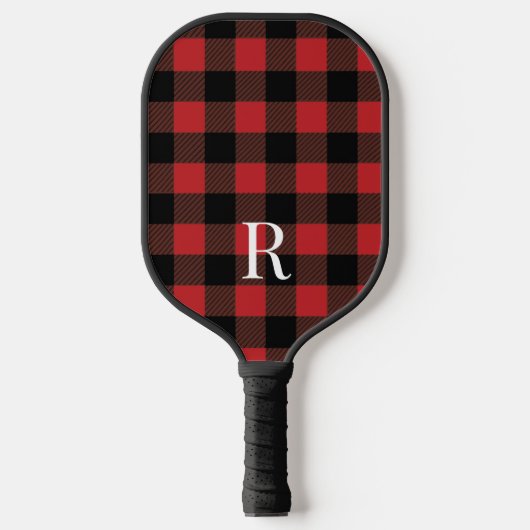 Klassieke monogram buffel plaid cadeau voor vader pickleball paddle (Voorkant)