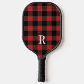 Klassieke monogram buffel plaid cadeau voor vader pickleball paddle (Achterkant)
