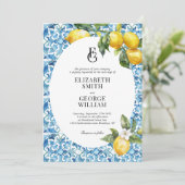 Klassieke Monogram Citroen Blauw Mediterraan Bruil Kaart (Staand voorkant)