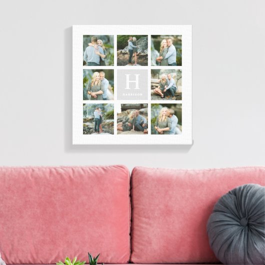 Klassieke monogram collage canvas afdruk (Insitu (Woonkamer))