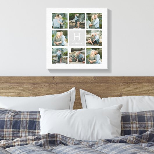 Klassieke monogram collage canvas afdruk (Insitu (Slaapkamer))