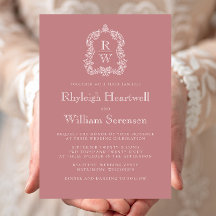 Klassieke Monogram Crest Stof Roze Huwelijk