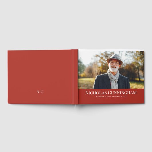 Klassieke Monogram Custom Photo Memorial Gastenboek (Volledig)