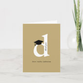 Klassieke monogram D Graduation Cap Modern Foto Bedankkaart (Voorkant)