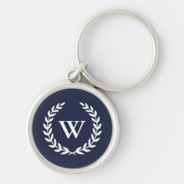 Klassieke monogram Elegant Blue Premium Sleutelhan Sleutelhanger