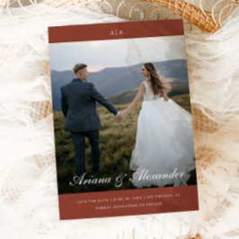 Klassieke Monogram Elegant Script Twee foto bruilo Save The Date