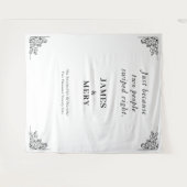 Klassieke Monogram Elegante Rand Bruiloft Wandkleed (Voorkant (horizontaal))