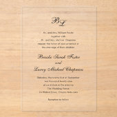 Klassieke Monogram Elegante Trouw Acryl Uitnodigingen (Voorkant)