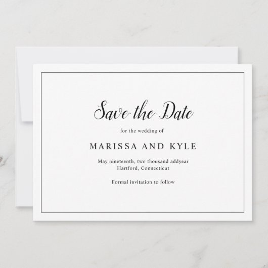 Klassieke Monogram Elegante Trouwdag Save The Date (Voorkant)