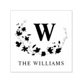 Klassieke Monogram Familienaam Botanische Krans Zelfinktende Stempel (Design)