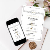 Klassieke monogram formeel huwelijk wit alles bij  kaart