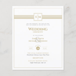 Klassieke monogram formele bruiloft White Gold Inv Flyer