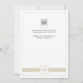 Klassieke monogram formele bruiloft White Gold Inv Kaart (Achterkant)