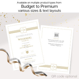 Klassieke monogram formele bruiloft White Gold Inv Kaart