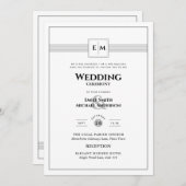 Klassieke Monogram Formele Trouw Uitnodiging Wit A (Voorkant / Achterkant)