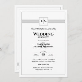 Klassieke Monogram Formele Trouw Uitnodiging Wit A