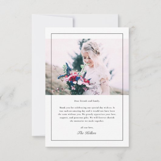 Klassieke monogram foto-bruiloft bedankkaart (Achterkant)