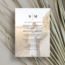 Klassieke Monogram Foto Hart Script Bruiloft
