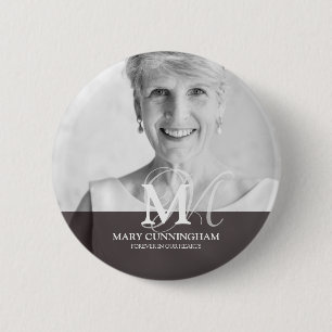 Klassieke monogram foto Memorial Ronde Button 5,7 Cm