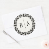 Klassieke Monogram Geometrische Griekse Key Chique Ronde Sticker (Envelop)