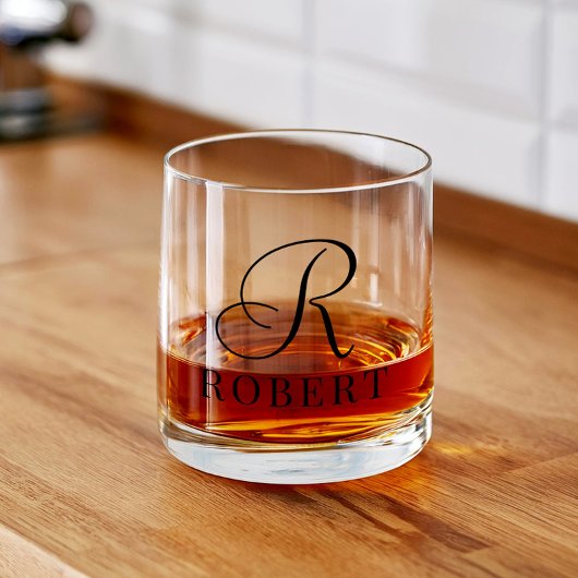 Klassieke Monogram Gepersonaliseerde Naam Whisky Glas